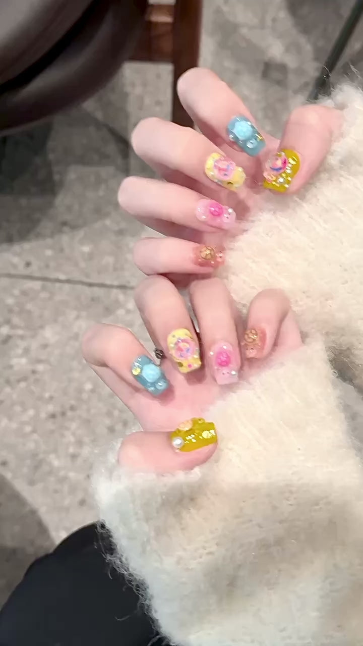 Bright Color Kawaii Style Party Wearable Nail Art