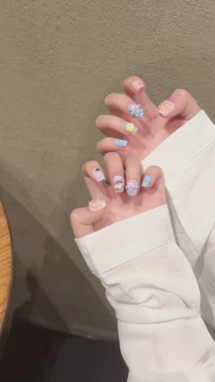 Pastel Sweet Kawaii Daily Wearable Nail Art