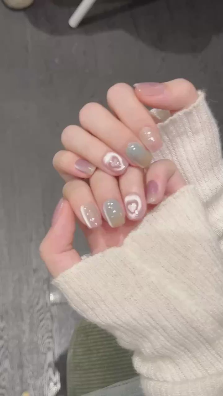 Pink sweet style, everyday style heart-shaped sticker nails
