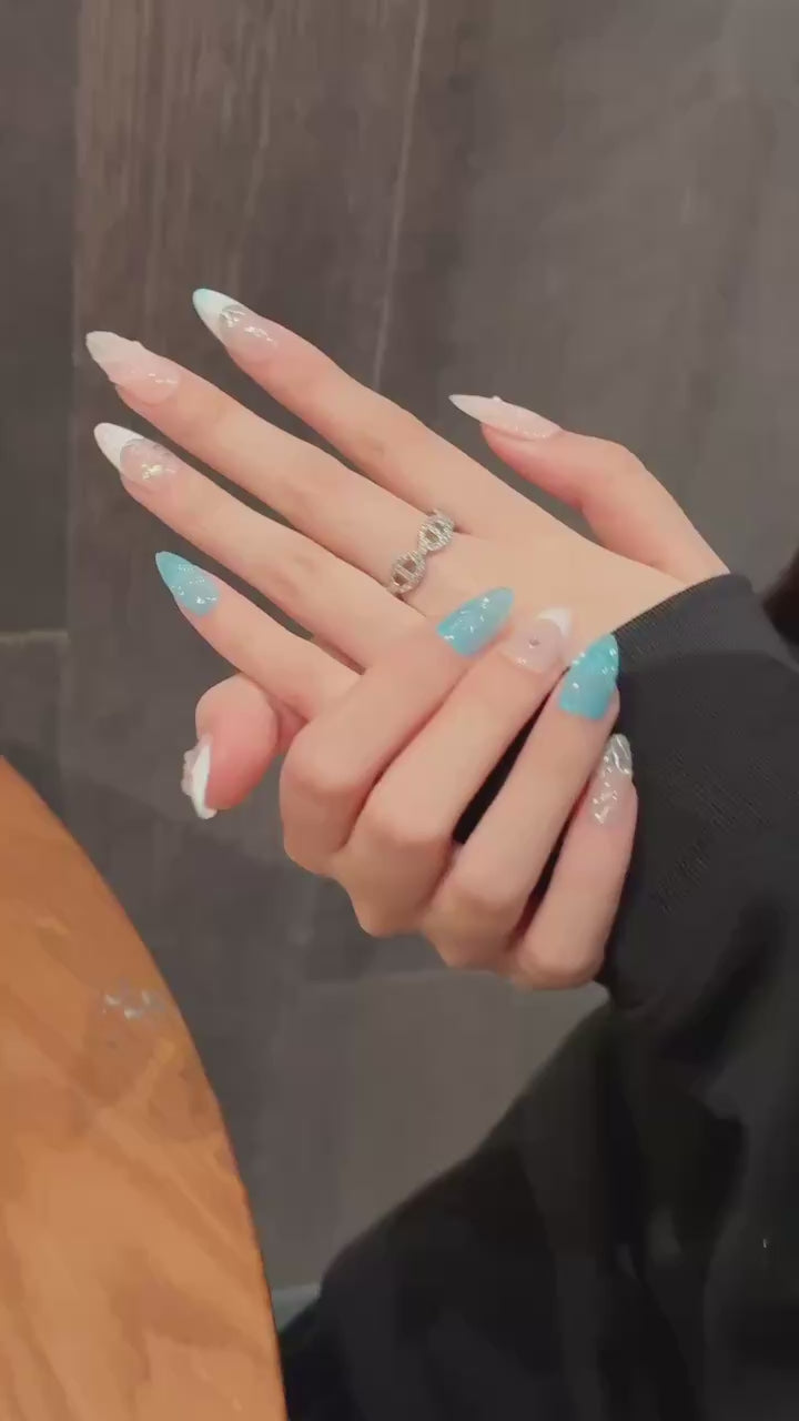 Soft pastel romantic style daily wear press-on nails