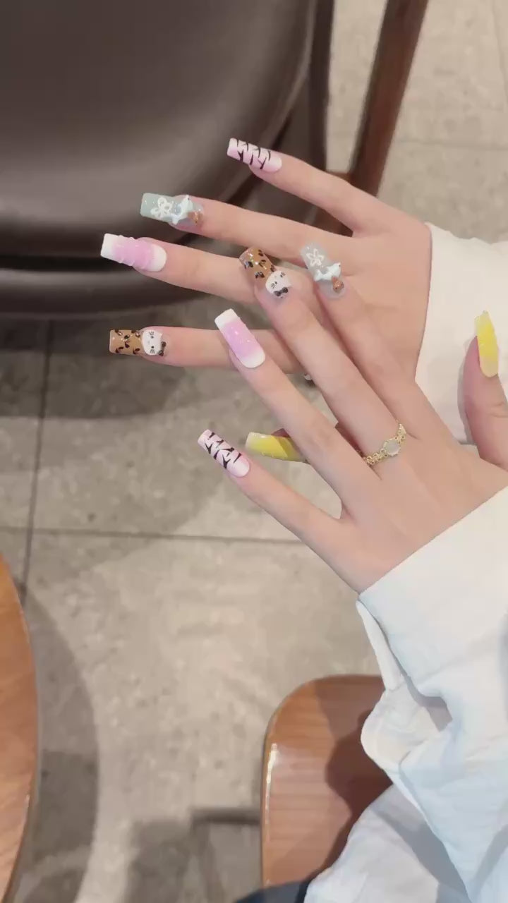 Pastel Color Kawaii Style Daily Wear Press - on Nails