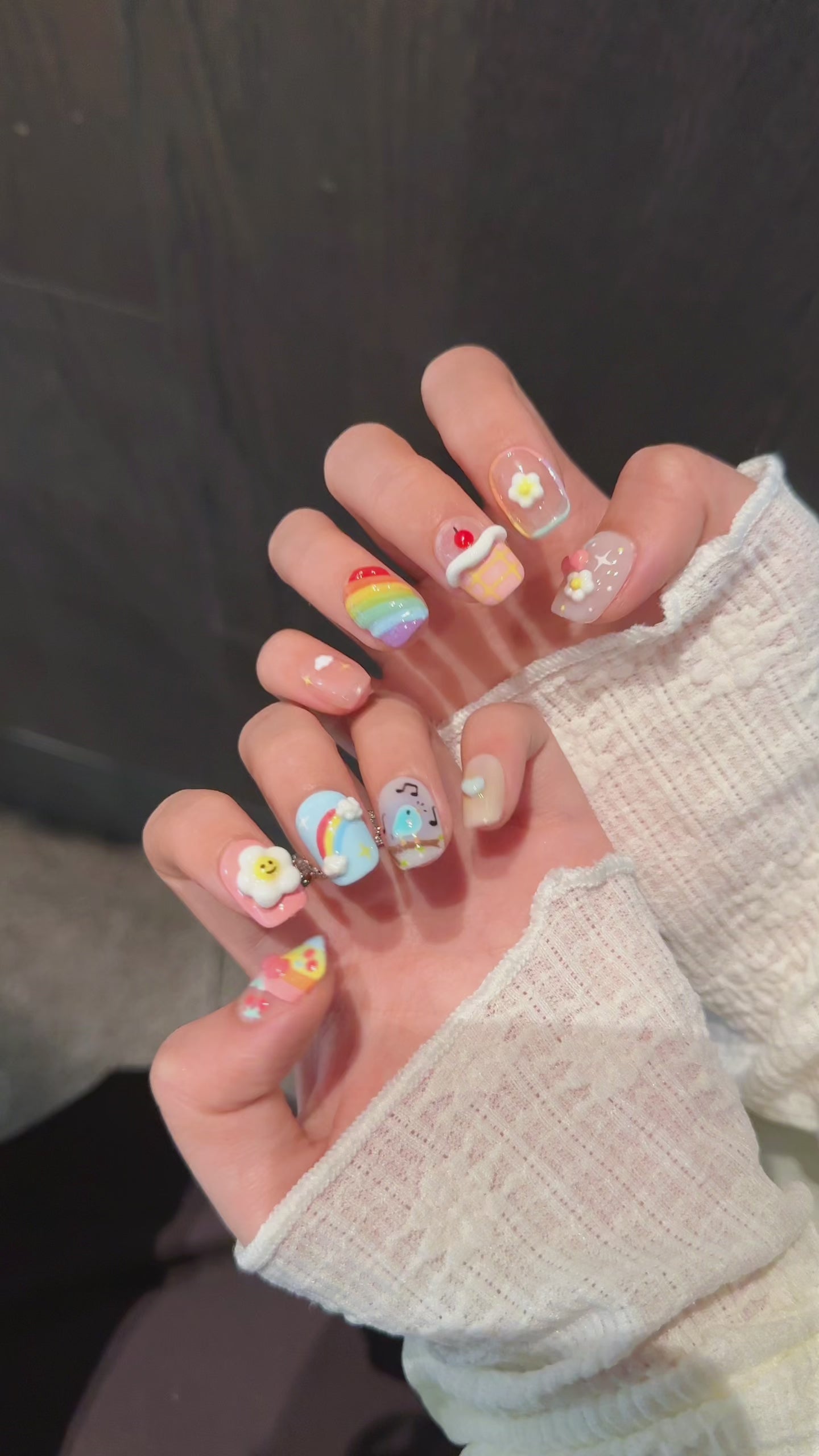 Cute short nail design, suitable for daily wear, fake nails