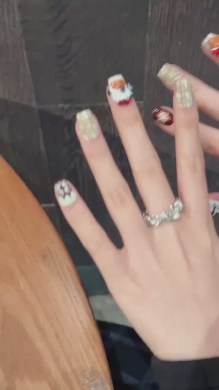 Brown & White Christmas - themed Cute Wearable Nail Art