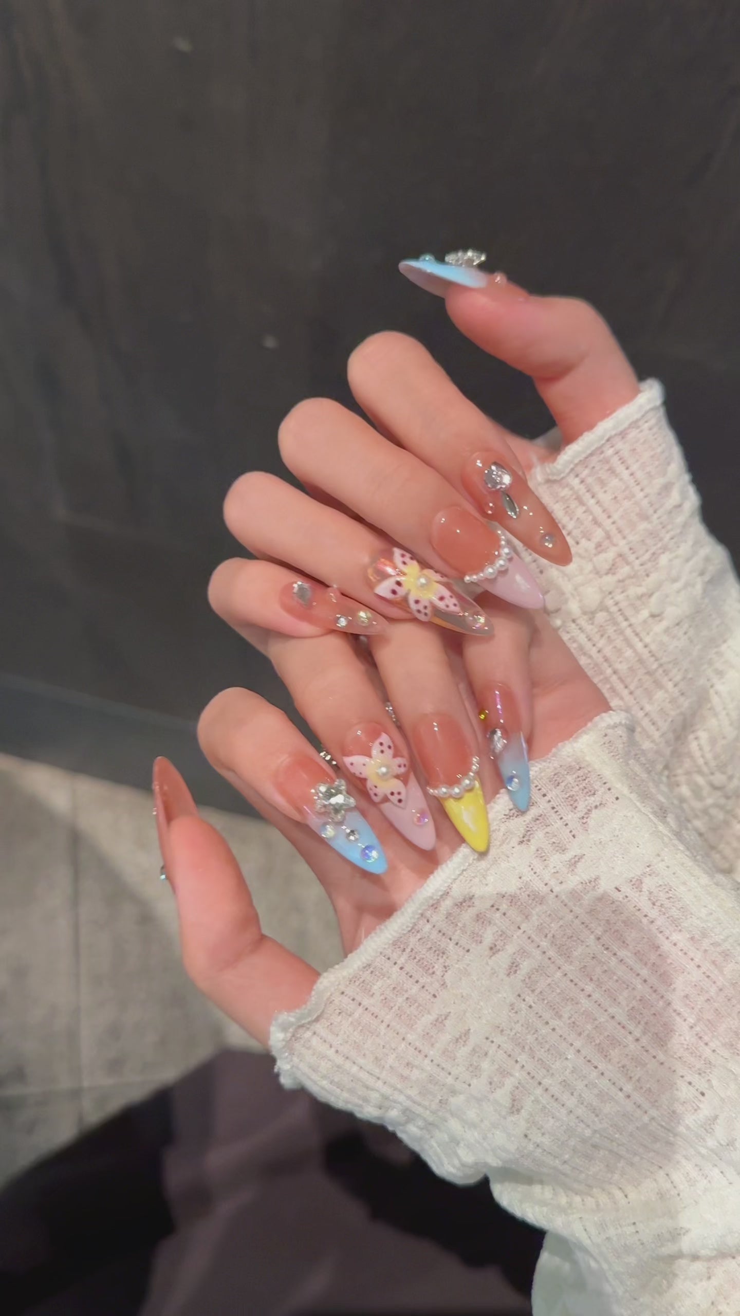 Pastel Color Sweet Style Daily Wear Decorative False Nails