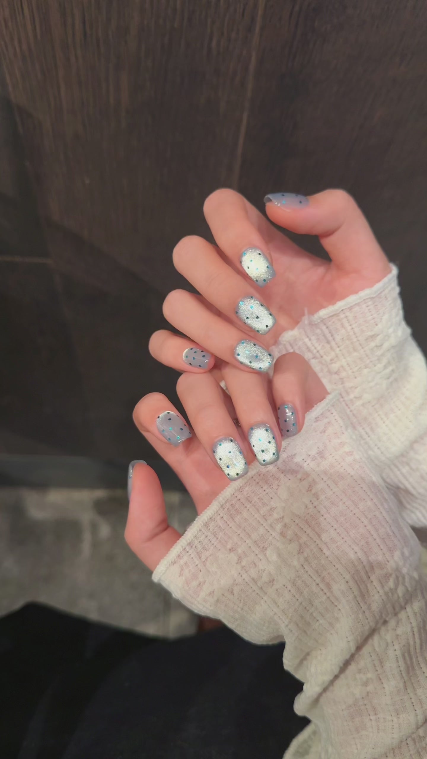 Silver and blue playful daily wear nail stickers