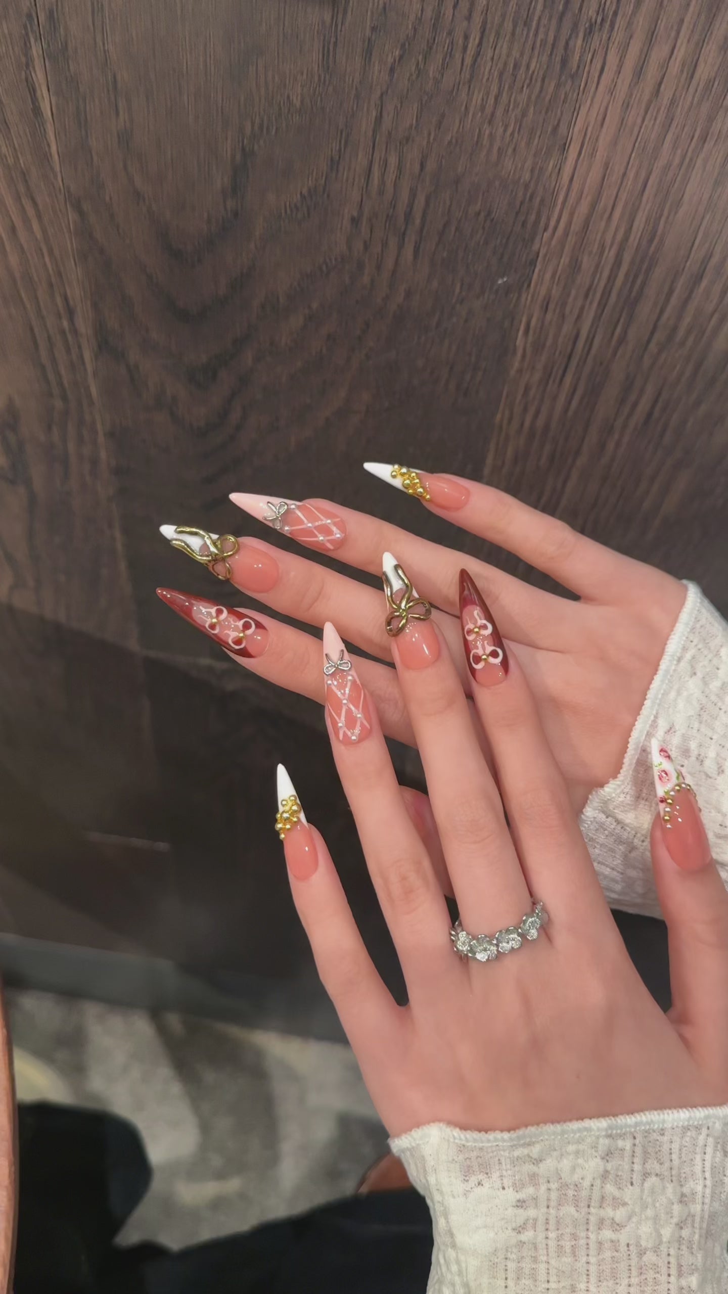 Peach and Pink Color Sweet and Elegant Style Daily Wear Press - on Nails