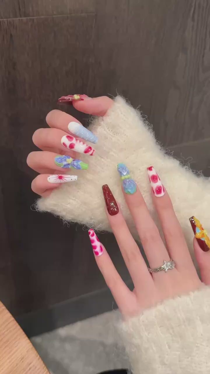 Colorful Artistic Daily Wear Press - on Nails