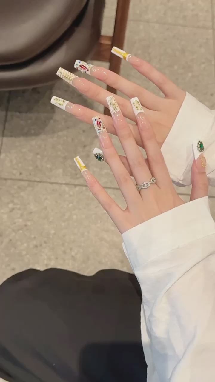 Nude and White Glamorous Party Wearable Nail Art