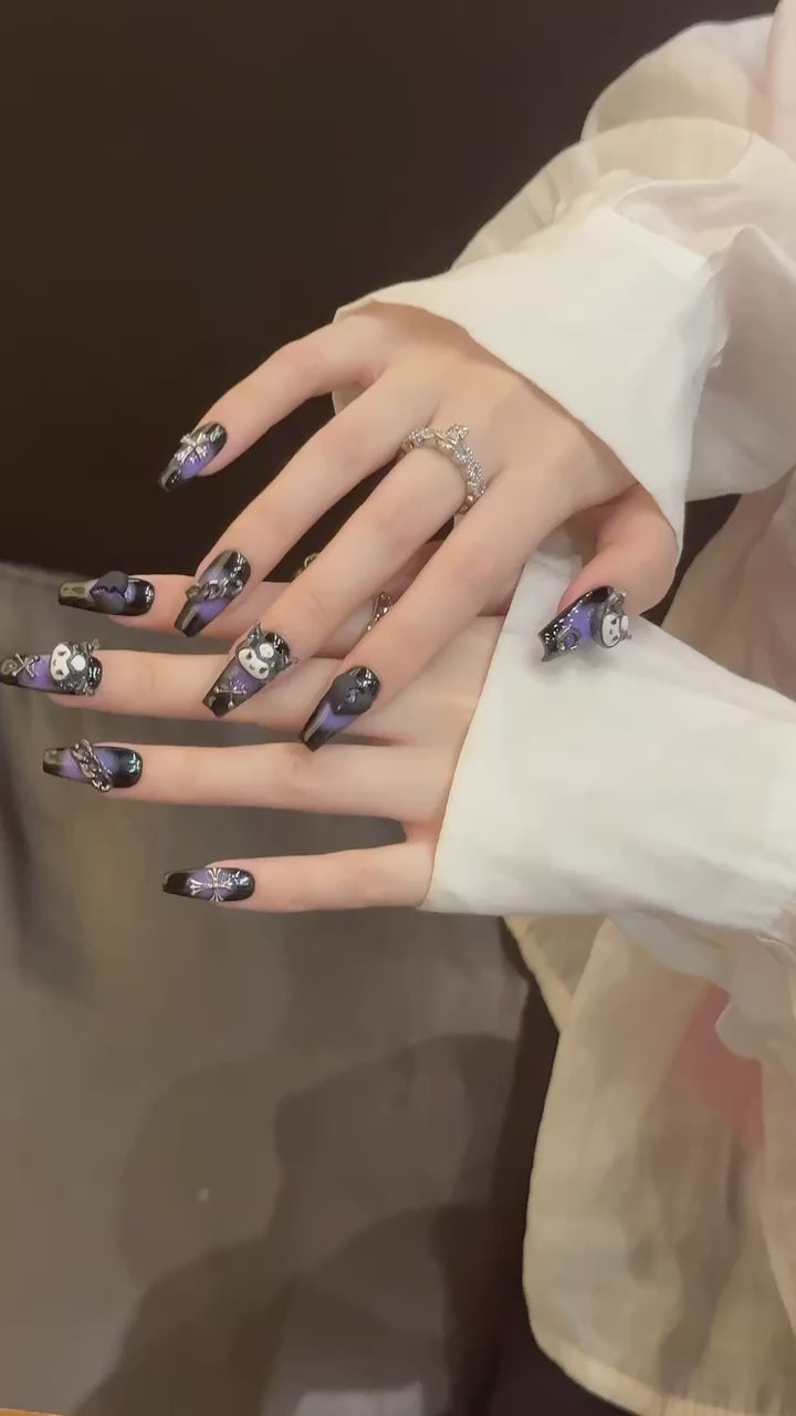 Purple Gothic Halloween Wearable Nail Art