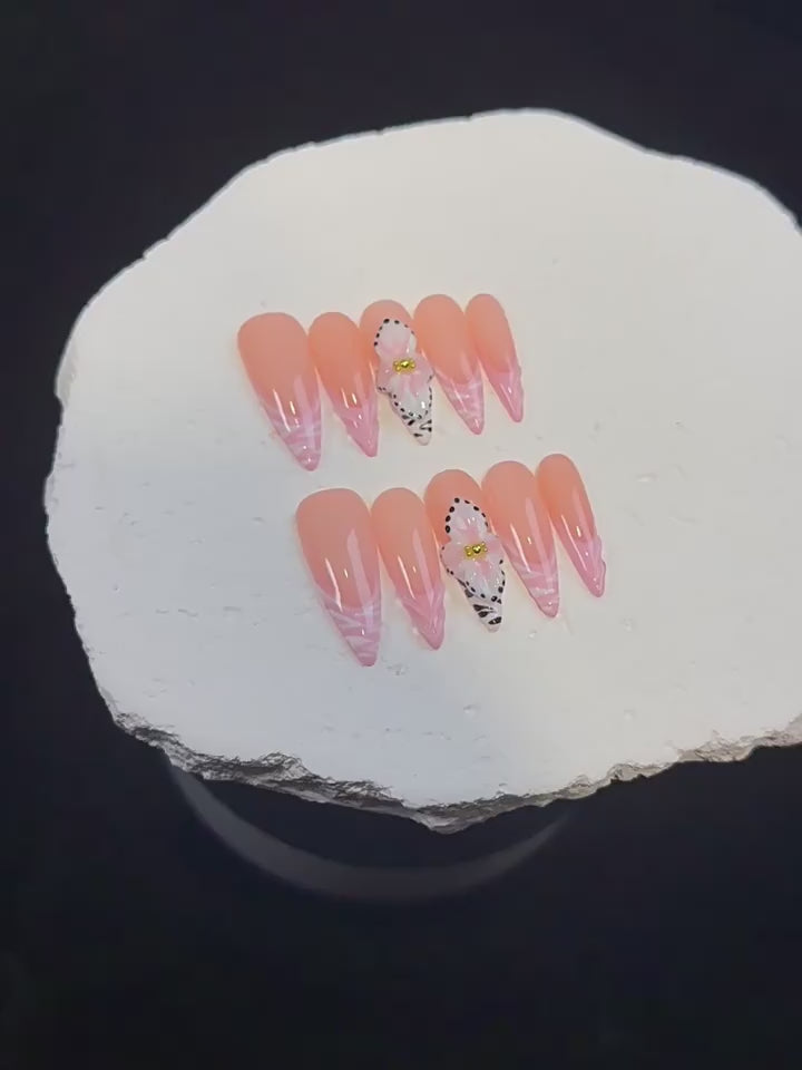 Nude pink romantic daily wear press on nails